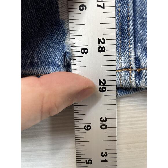 Forever 21 Jeans Womens 27 Blue Patchwork Distressed High Rise Mom Stretch Denim - Picture 6 of 11